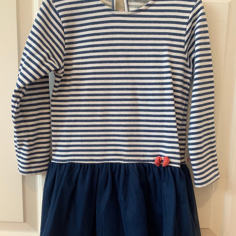 Blue/white striped drop-waist tutu dress - size 6